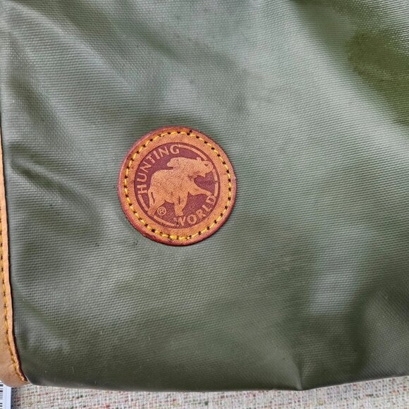 Hunting World Costmetic Bag Pouch Cluth Bag Green/Tan Leather Make Up Bag France - Picture 6 of 13